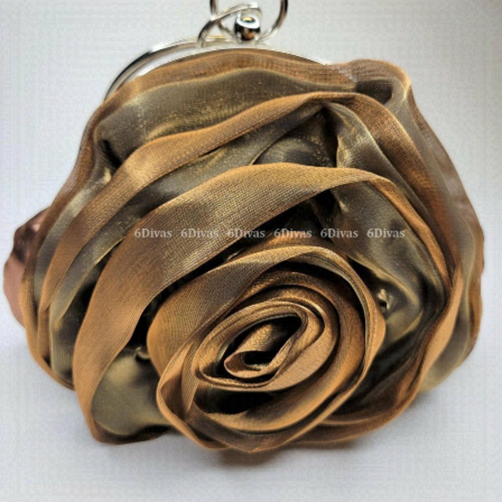 Brown Satin Evening Purse with Round Handle Holder - Host Pick!